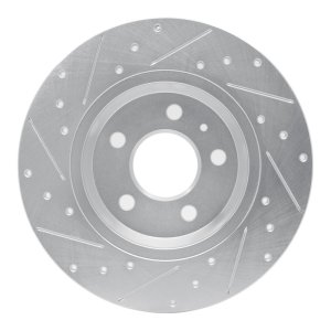 Audi Q5 Brake Rotor (1) - Rear Right - R1 Concepts - Drilled & Slotted - Silver - `08-`25